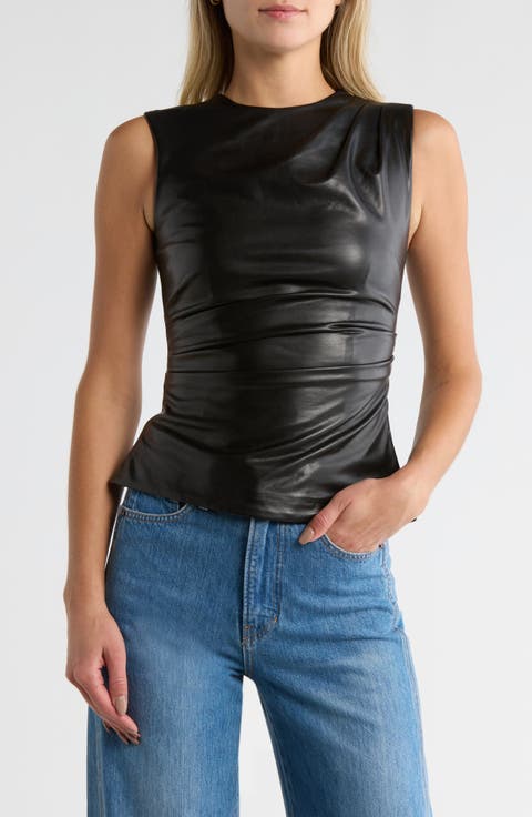 Wynter Draped Faux Leather Top