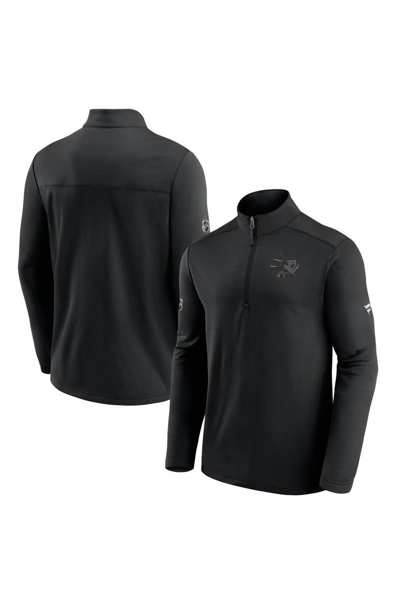 FANATICS Men's Fanatics Branded Black San Jose Sharks Authentic Pro Travel and Training Quarter-Zip Jacket, Main, color, Black