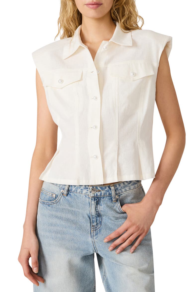 Cassady Linen Blend Button-Up Top, Main, color, ANTIQUE