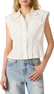 Steve Madden Cassady Linen Blend Button-Up Top
