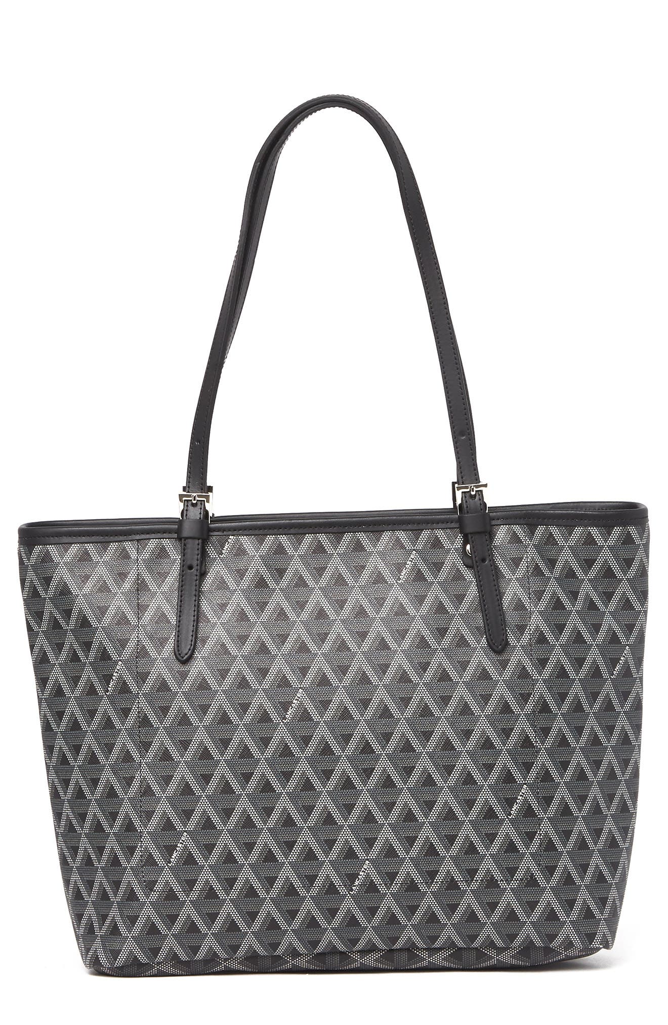 Zipped Shoulder Tote Bag M Ikon, Alternate, color, BLACK