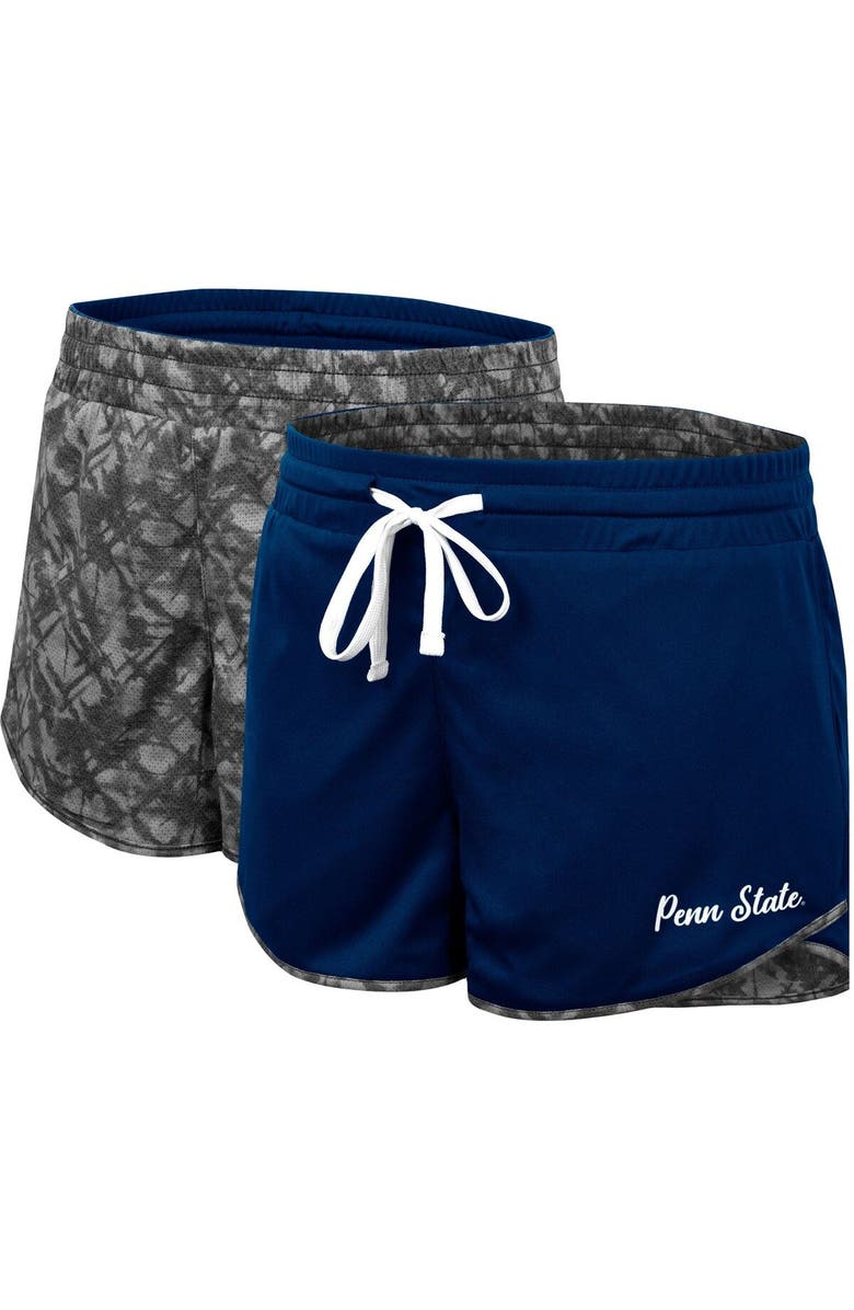 COLOSSEUM Women's Colosseum Navy/Charcoal Penn State Nittany Lions Fun Stuff Reversible Shorts, Main, color, 
