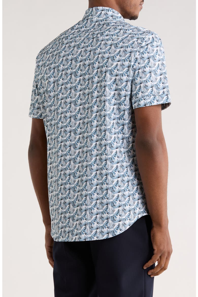 Short Sleeve Woven Button-Up Shirt, Alternate, color, DUSTY BLUE