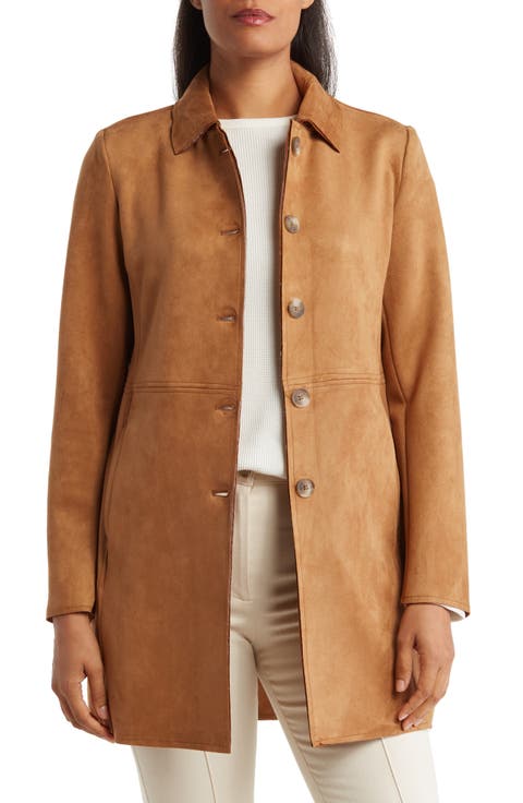 Faux Suede Car Coat