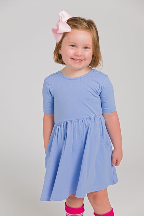 Rufflebutts Knit Short Sleeve Twirl Dress In Blue