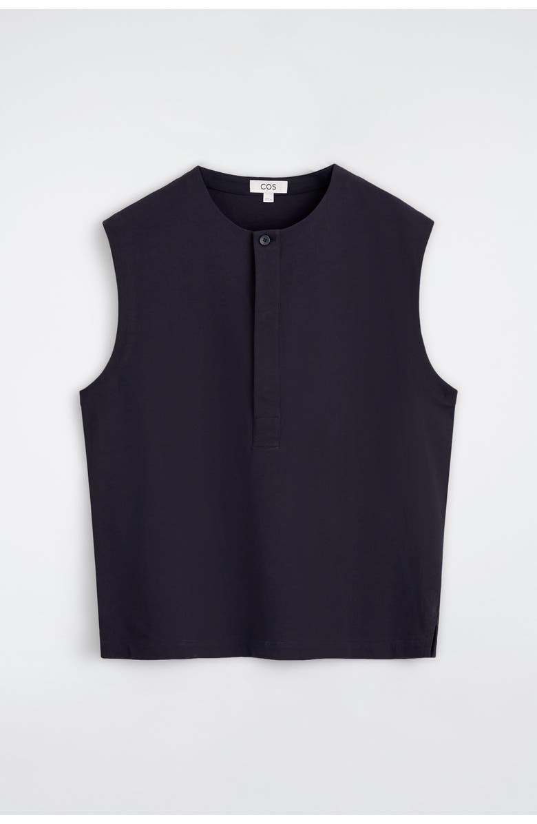 COS Cotton Henley Tank Top, Alternate, color, Navy
