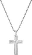 HMY JEWELRY Men's Stainless Steel Crystal Cross Pendant Necklace