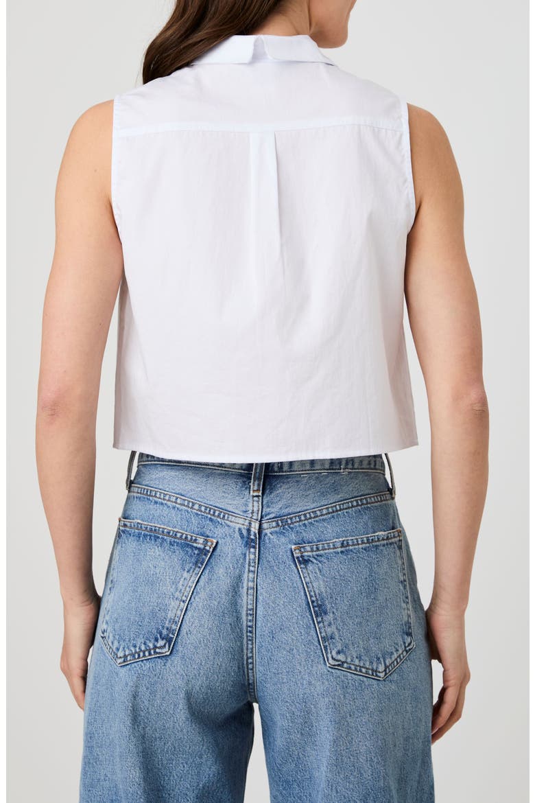 Cotton Poplin Sleeveless Button-Up Top, Alternate, color, WHITE