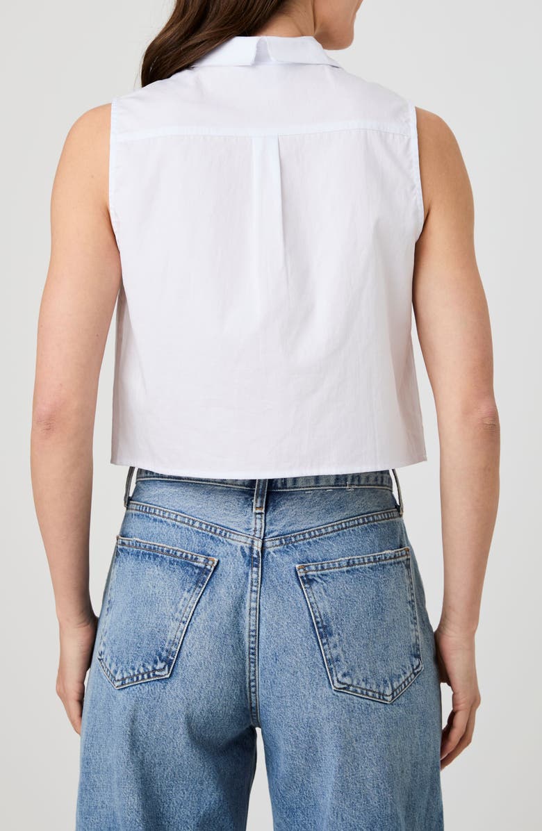 French Connection Cotton Poplin Sleeveless Button-Up Top, Alternate, color, White