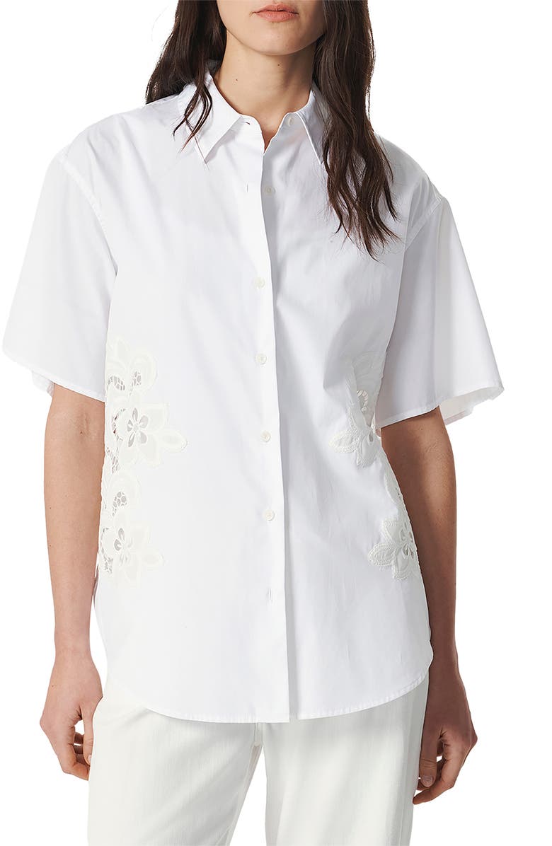 rag & bone Amy Lace Short Sleeve Button-Up Shirt, Main, color, White Lace