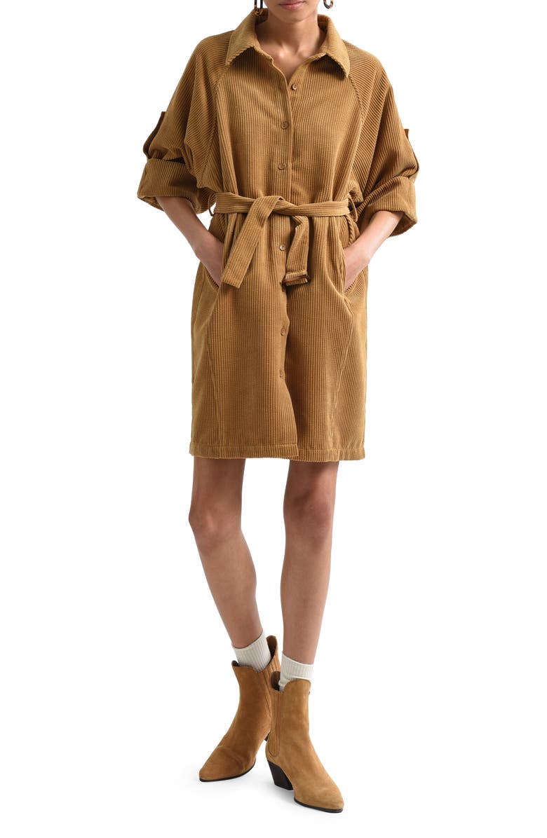 Molly Bracken Belted Corduroy Shirtdress, Main, color,