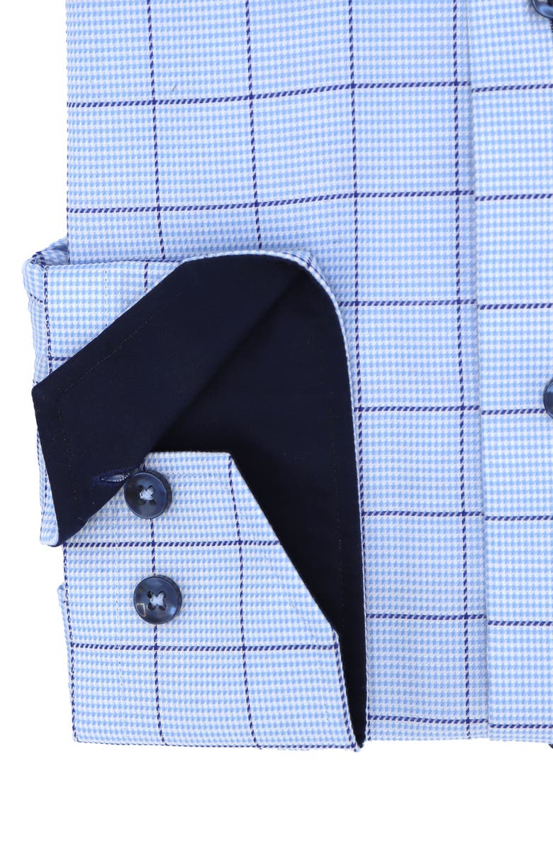 Lorenzo Uomo Oxford Windowpane Trim Fit Dress Shirt, Alternate, color, Light Blue