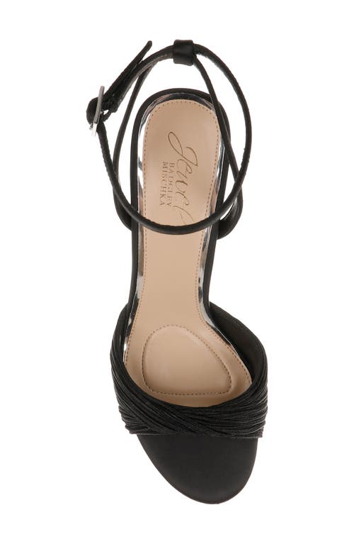 Jewel Badgley Mischka Nanette Braided Ankle Strap Sandal In Black Satin
