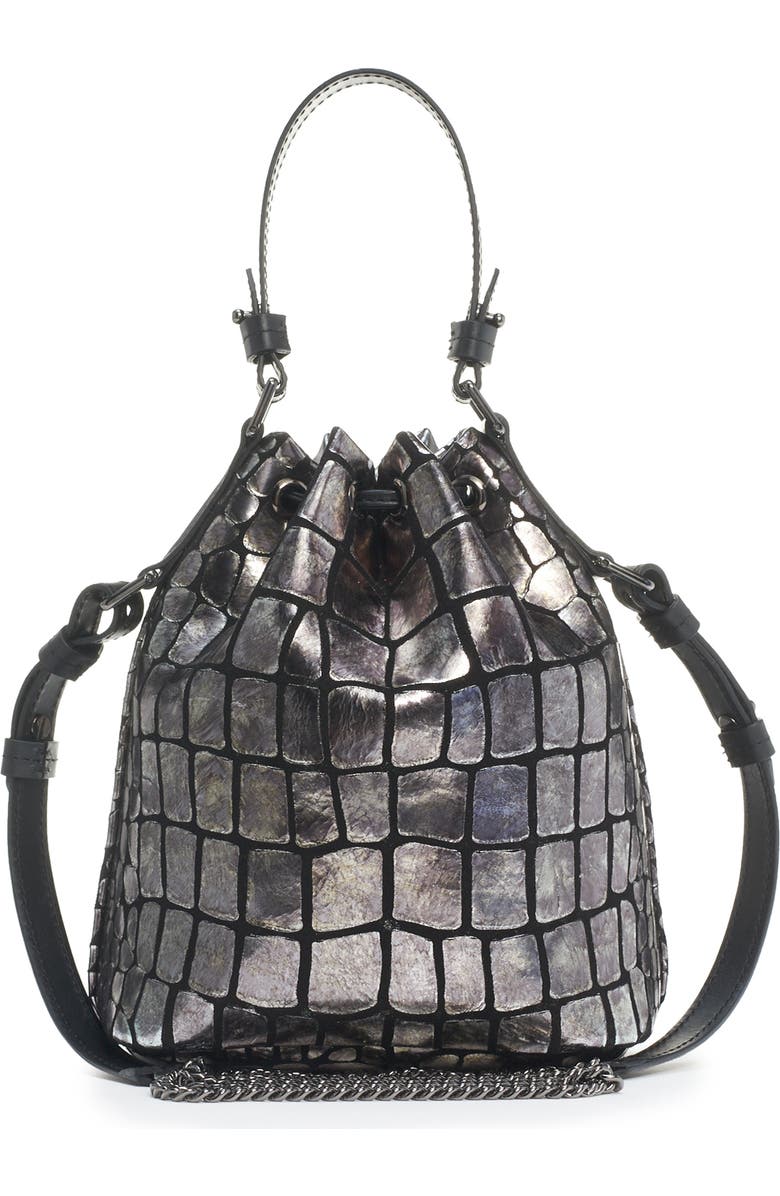 TOM FORD Metallic Croc Embossed Leather Bucket Bag, Alternate, color,
