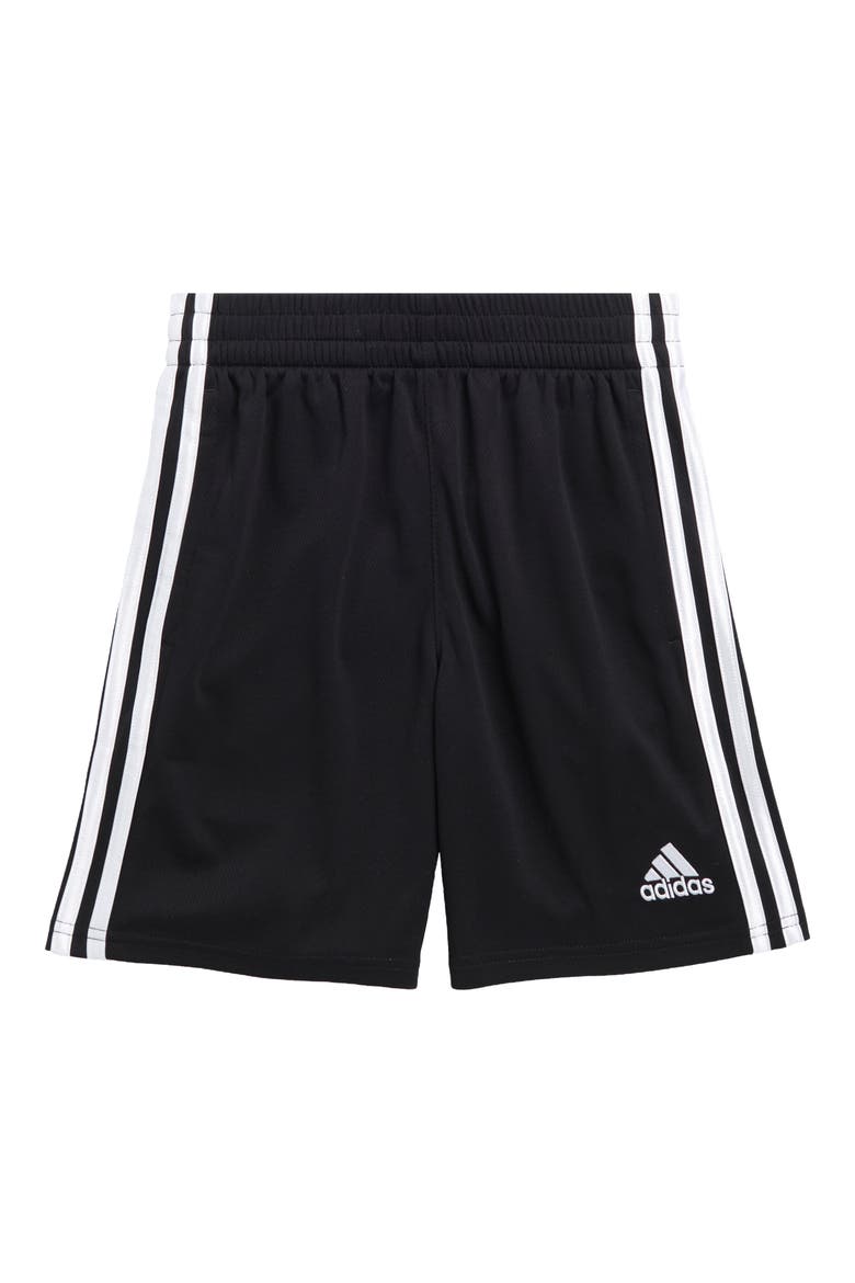 Kids' Core 3-Stripe Mesh Shorts, Main, color, BLACK/ WHITE