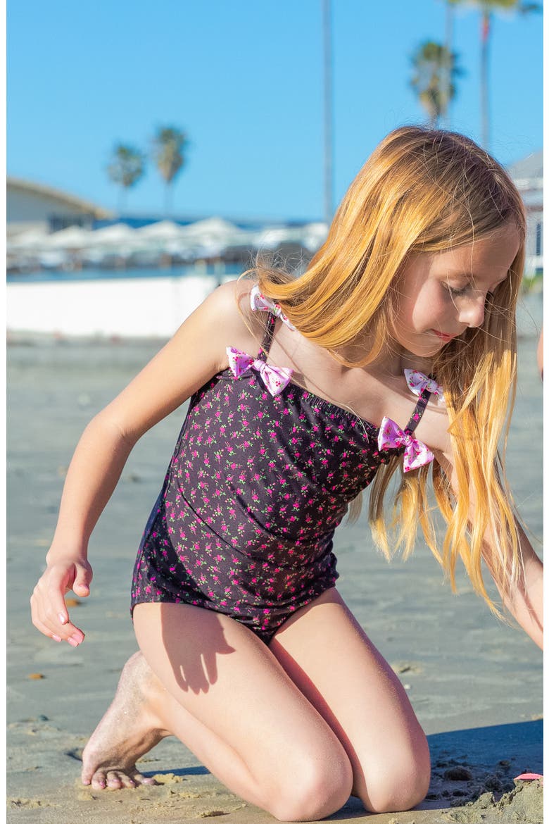 Kids' Maddie Bow One-Piece Swimsuit, Alternate, color, ROSEBUD