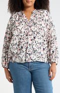Caslon® Floral Long Sleeve Popover Top