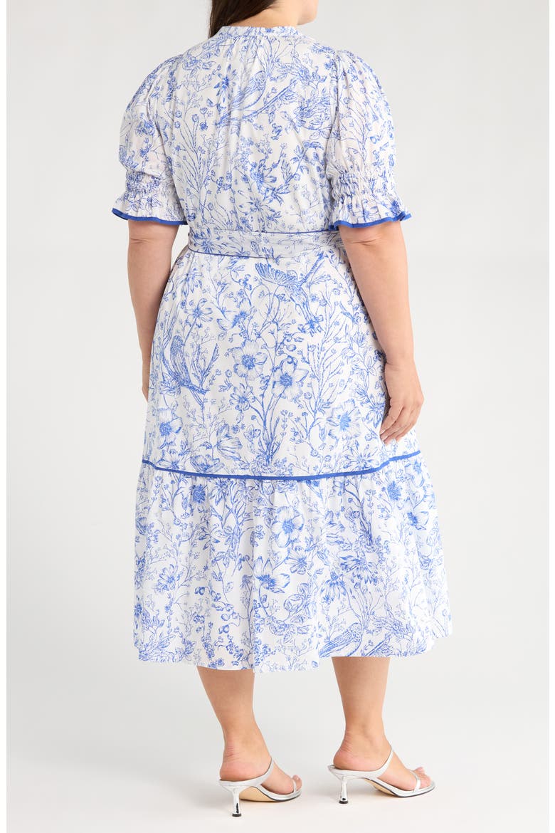 Eve Floral Nori Cotton Midi Dress, Alternate, color, BLUE/ WHITE