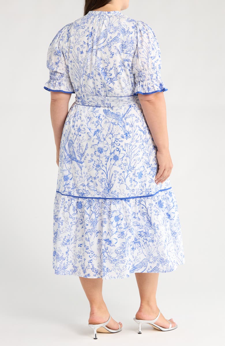 SUGARLIPS Eve Floral Nori Cotton Midi Dress, Alternate, color, Blue/ White