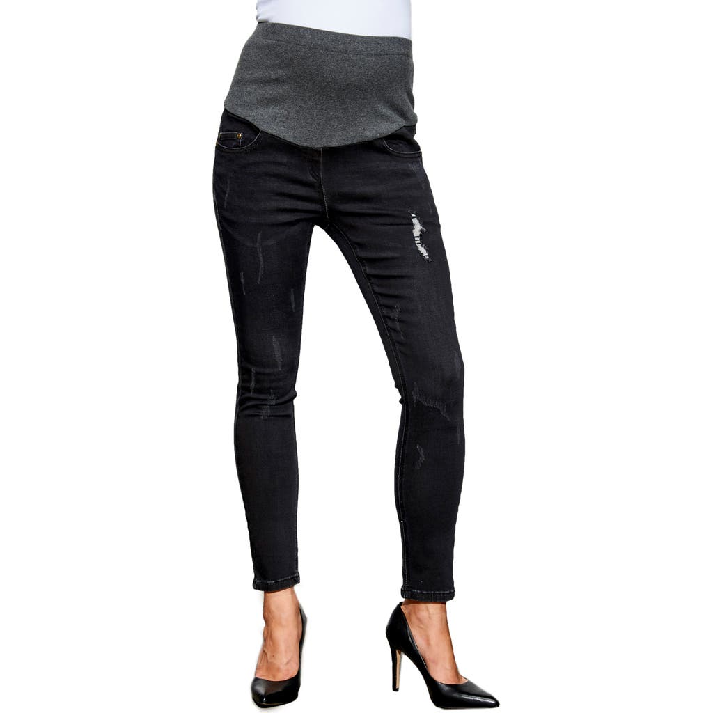 Maternal America Over the Bump Maternity Ankle Jeans in Dark Grey  product
