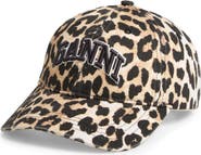 Ganni Leopard Cotton Baseball Cap
