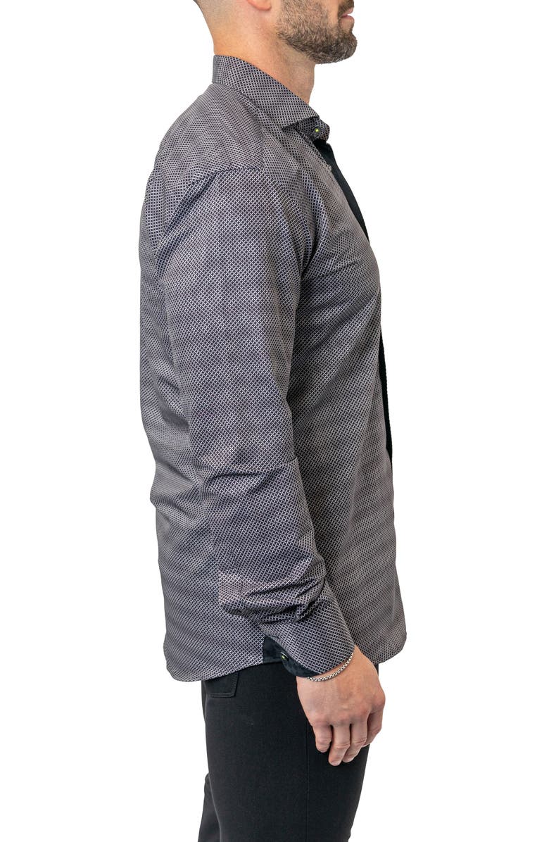 Maceoo Einstein Stretchchain 52 Black Contemporary Fit Button-Up Shirt, Alternate, color, Black