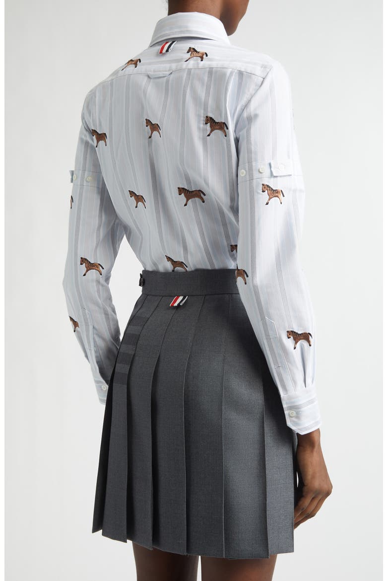 Lunar New Year Horse Embroidered Oxford Button-Up Shirt, Alternate, color, MEDIUM BLUE