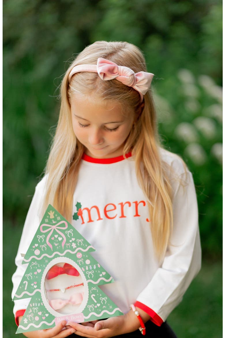 Christmas Tree Bows & Bracelet Gift Set, Alternate, color, Red