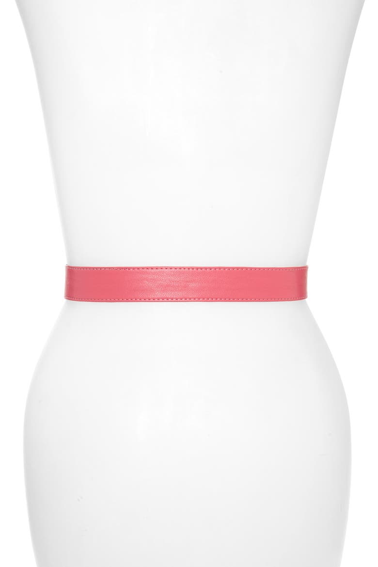 Sally Shell Clasp Leather Belt, Alternate, color, PINK
