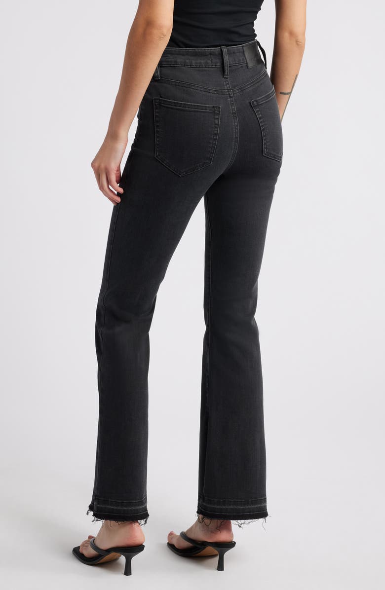 HIDDEN JEANS High Waist Frayed Hem Flare Jeans, Alternate, color, Black
