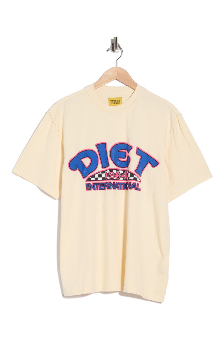 Diet International Graphic T-Shirt, Alternate, color, ANTIQUE WHITE/ BLUE
