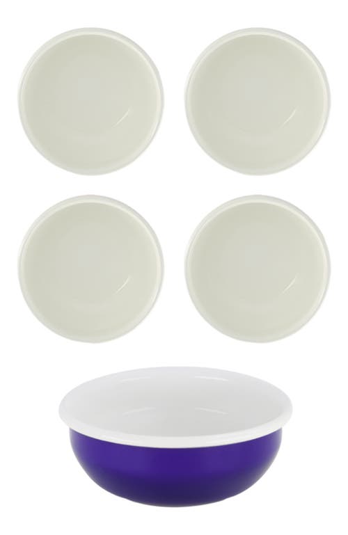 Elifle Two Tone Enamel Cereal Bowl - Set of 4 in Royal Blue & Ivory  product