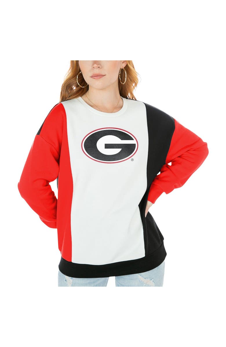 GAMEDAY COUTURE Women's Gameday Couture White/Black Georgia Bulldogs Vertical Color-Block Pullover Sweatshirt, Main, color, 