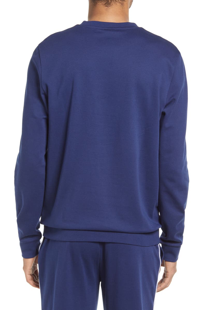 BOSS HUGO BOSS Tracksuit Piqué Crewneck Lounge Sweatshirt, Alternate, color, Medium Blue
