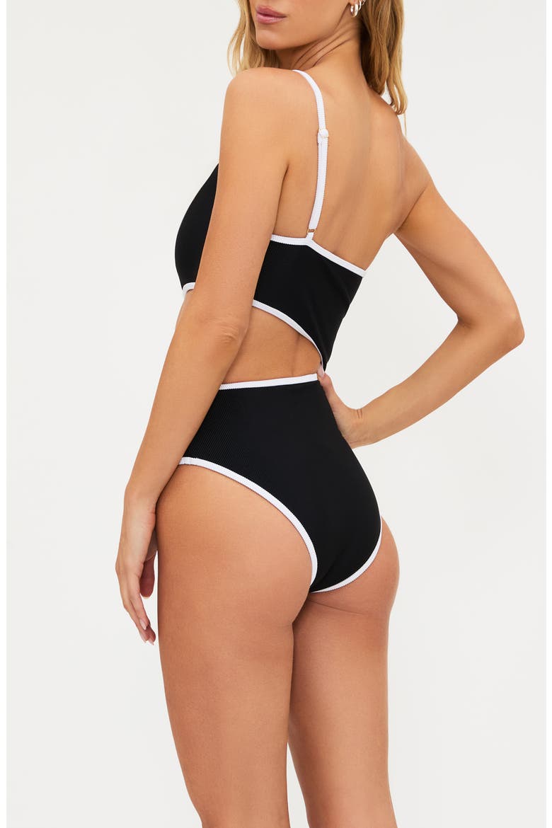 Liora Joyce Colorblock Cutout One-Shoulder One-Piece Swimsuit, Alternate, color, BLACK/ WHITE