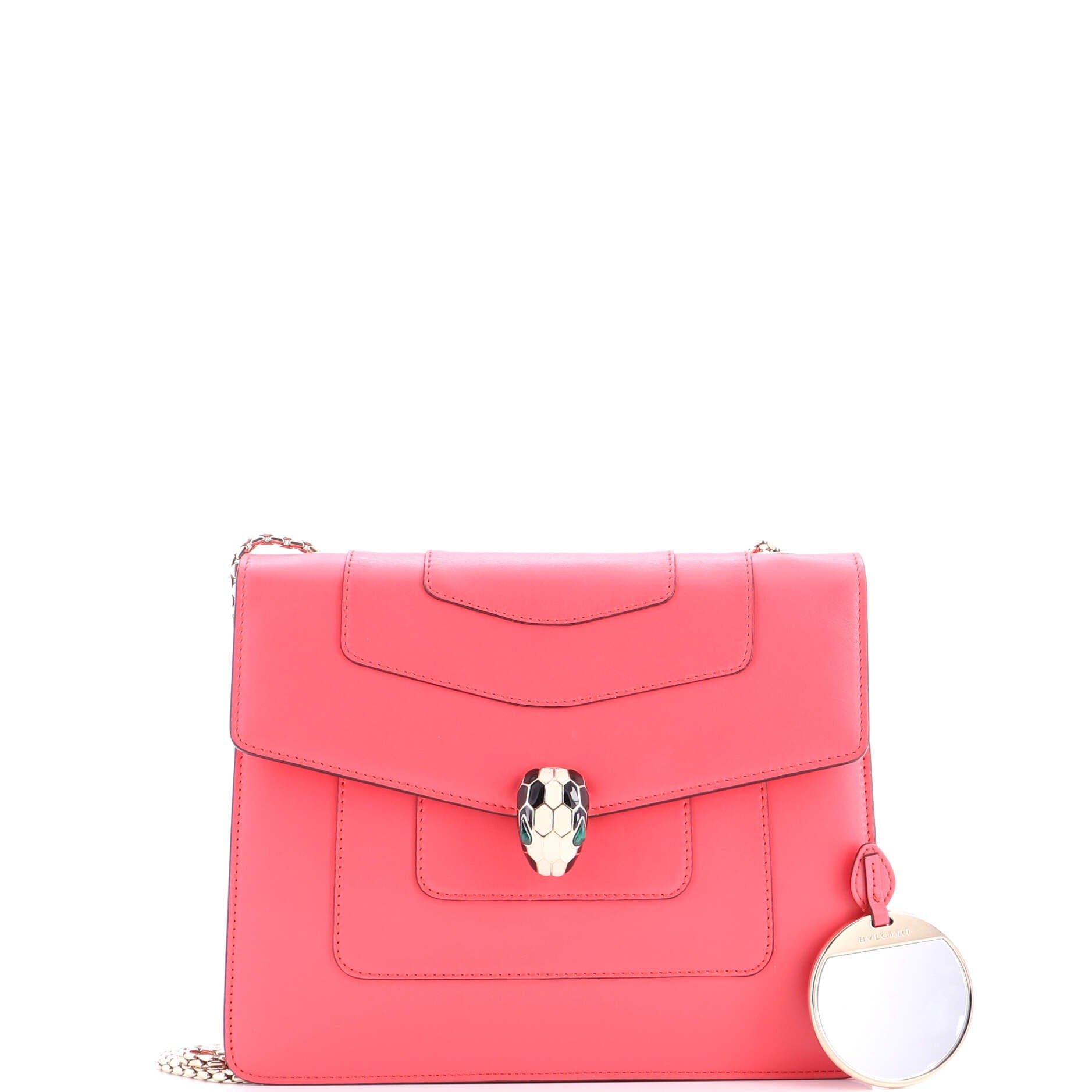 Serpenti Forever Square Shoulder Bag Leather Medium, Alternate, color, Pink