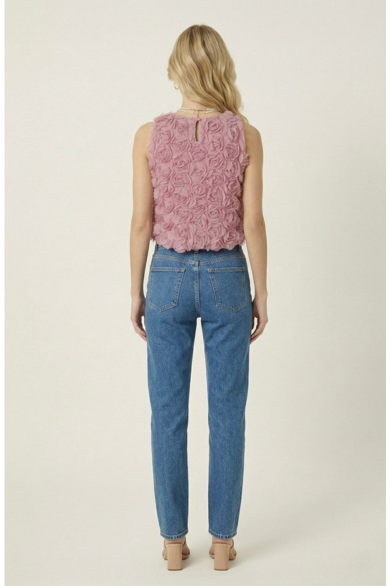 Floral Appliqué Sleeveless Top, Alternate, color, Dusty Rose