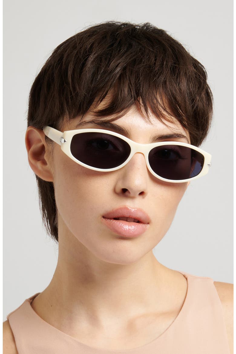 58mm Oval Sunglasses, Alternate, color, IVORY/ BLUE