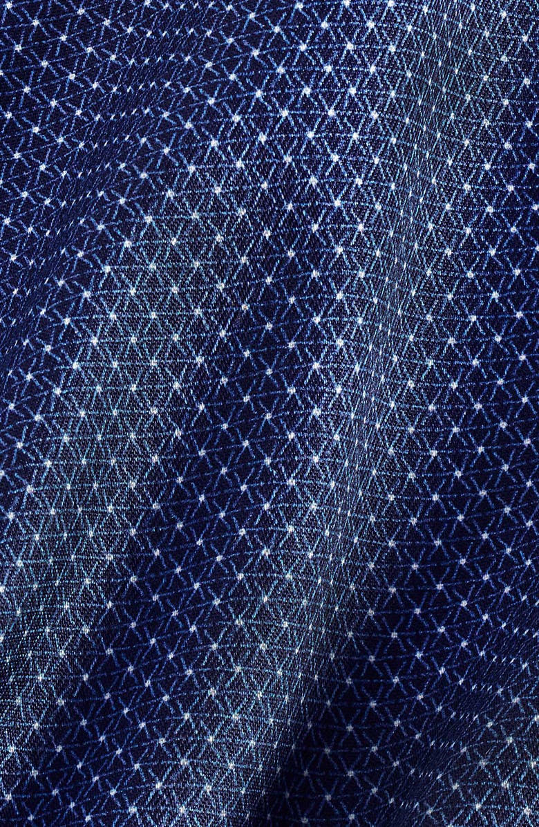 David Donahue Trim Fit Micro Geometric Cotton Dress Shirt, Alternate, color, Navy