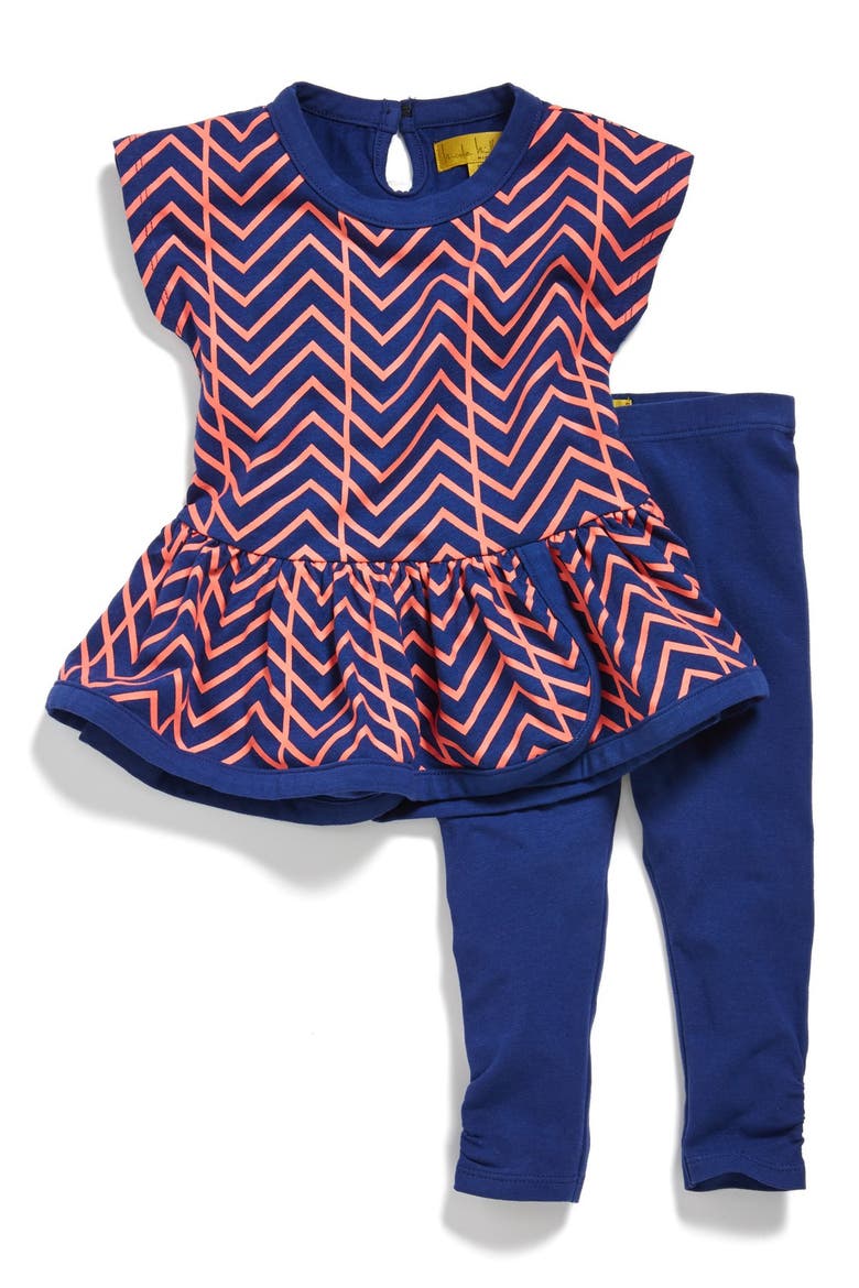 Chevron Top & Leggings, Main, color, SUGAR CORAL