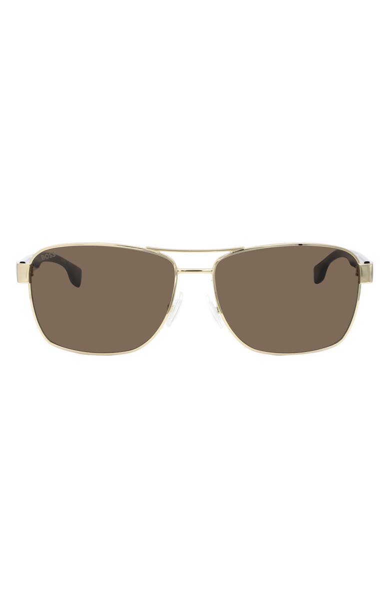 BOSS 60mm Square Sunglasses, Main, color, Brown Gold