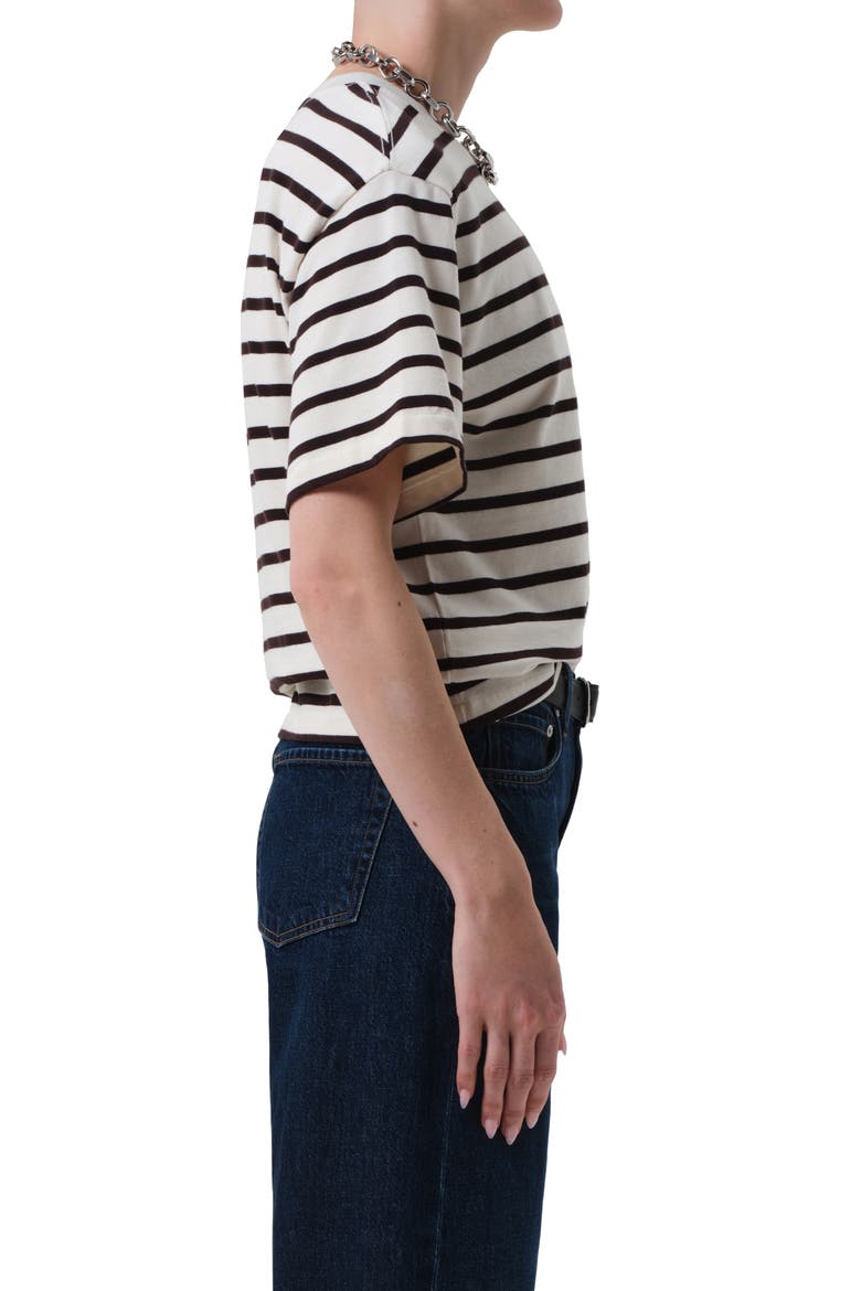 Goldie Stripe Cotton T-Shirt, Alternate, color, CHOCOLATE STRIPE