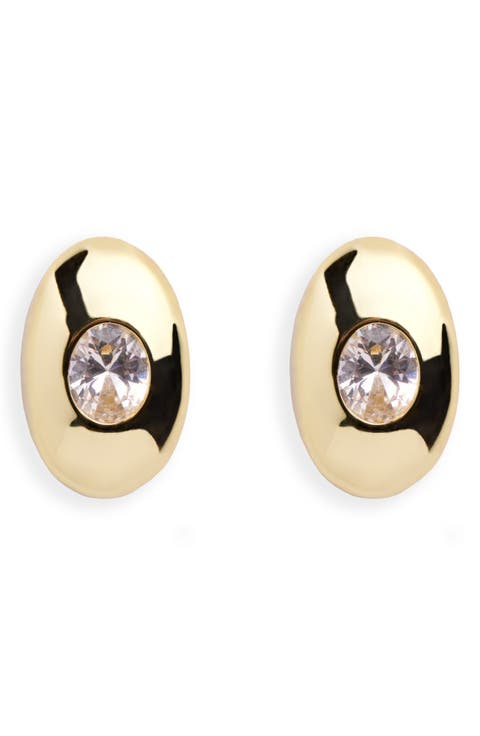 Dome Oval Cubic Zirconia Stud Earring