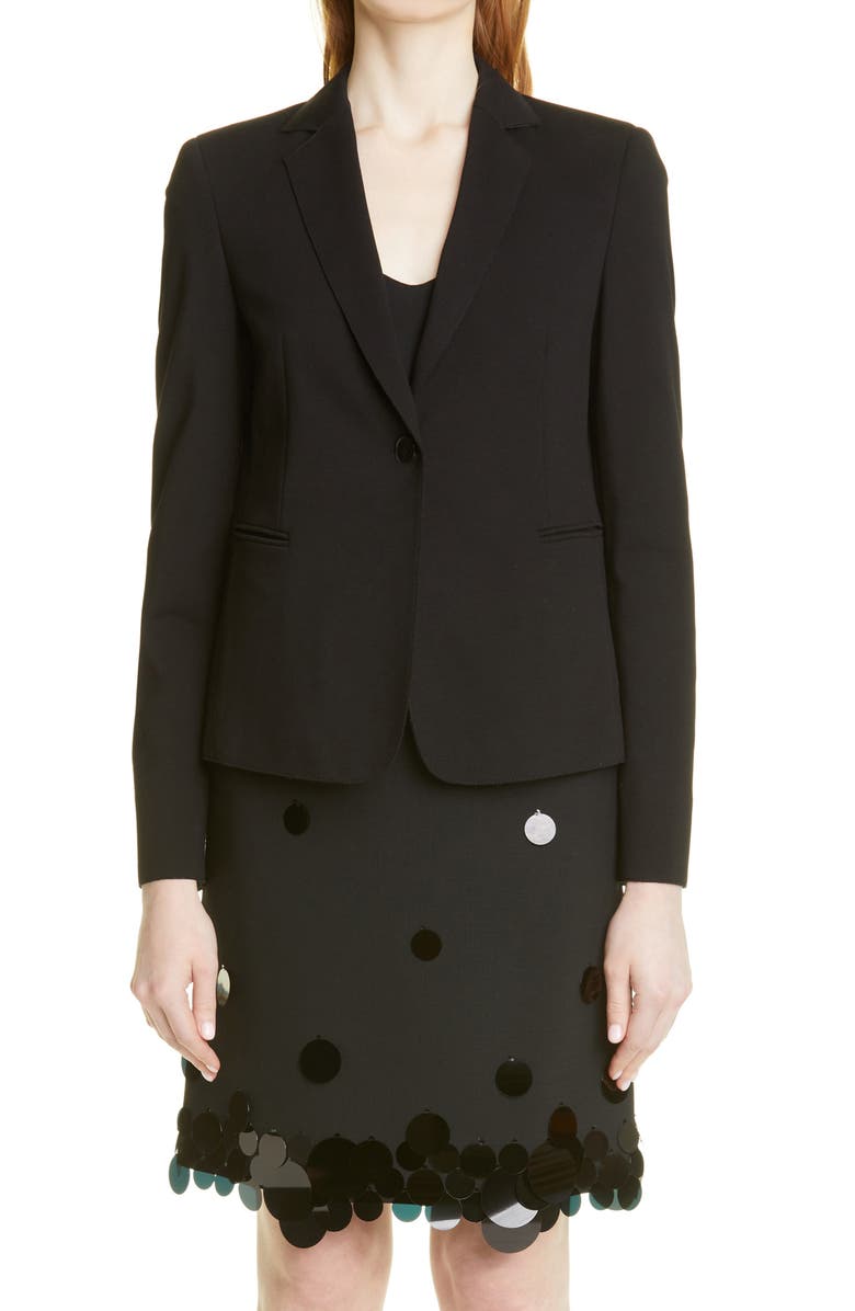 Akris punto Jersey Blazer, Main, color, Black