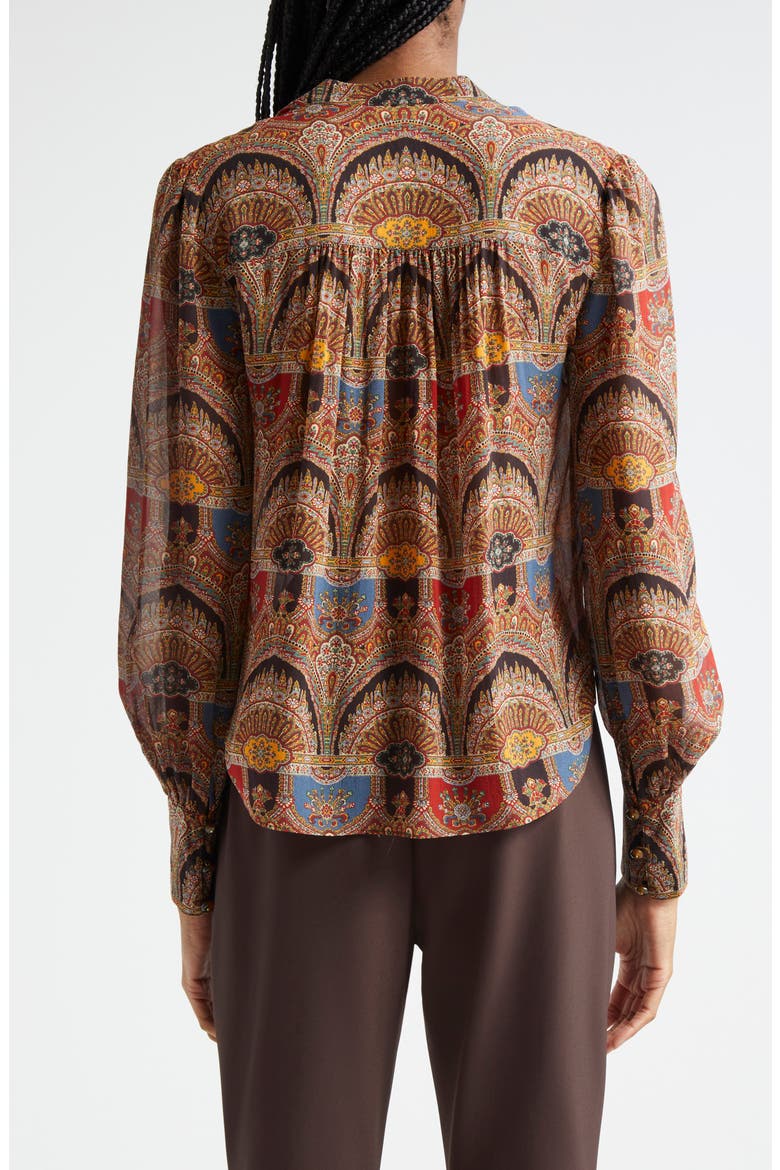Esmeralda Print Silk Top, Alternate, color, DARK CHOCOLATE MULTI