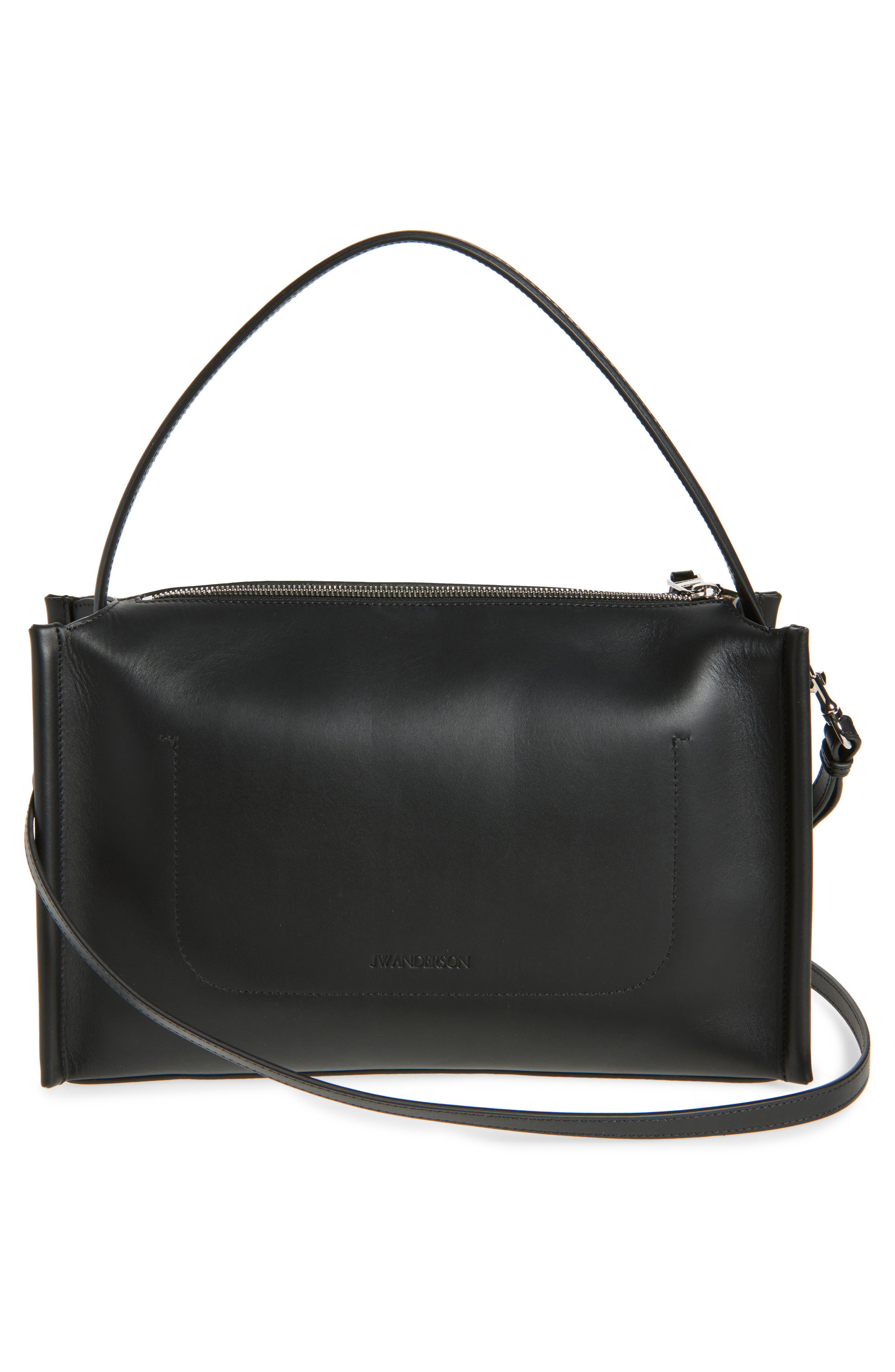 JW Anderson Medium Loafer Leather Shoulder Bag, Alternate, color, Black 999