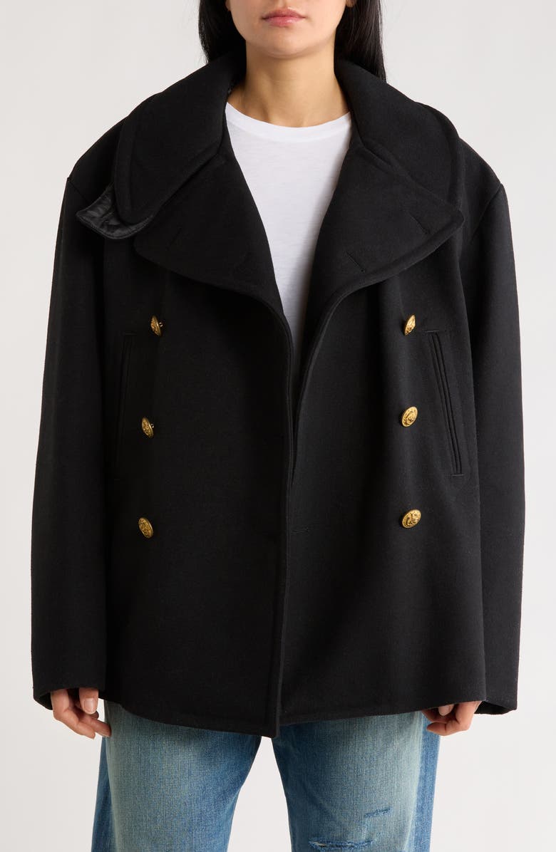 DENIMIST Oversize Wool Blend Peacoat, Main, color, Black