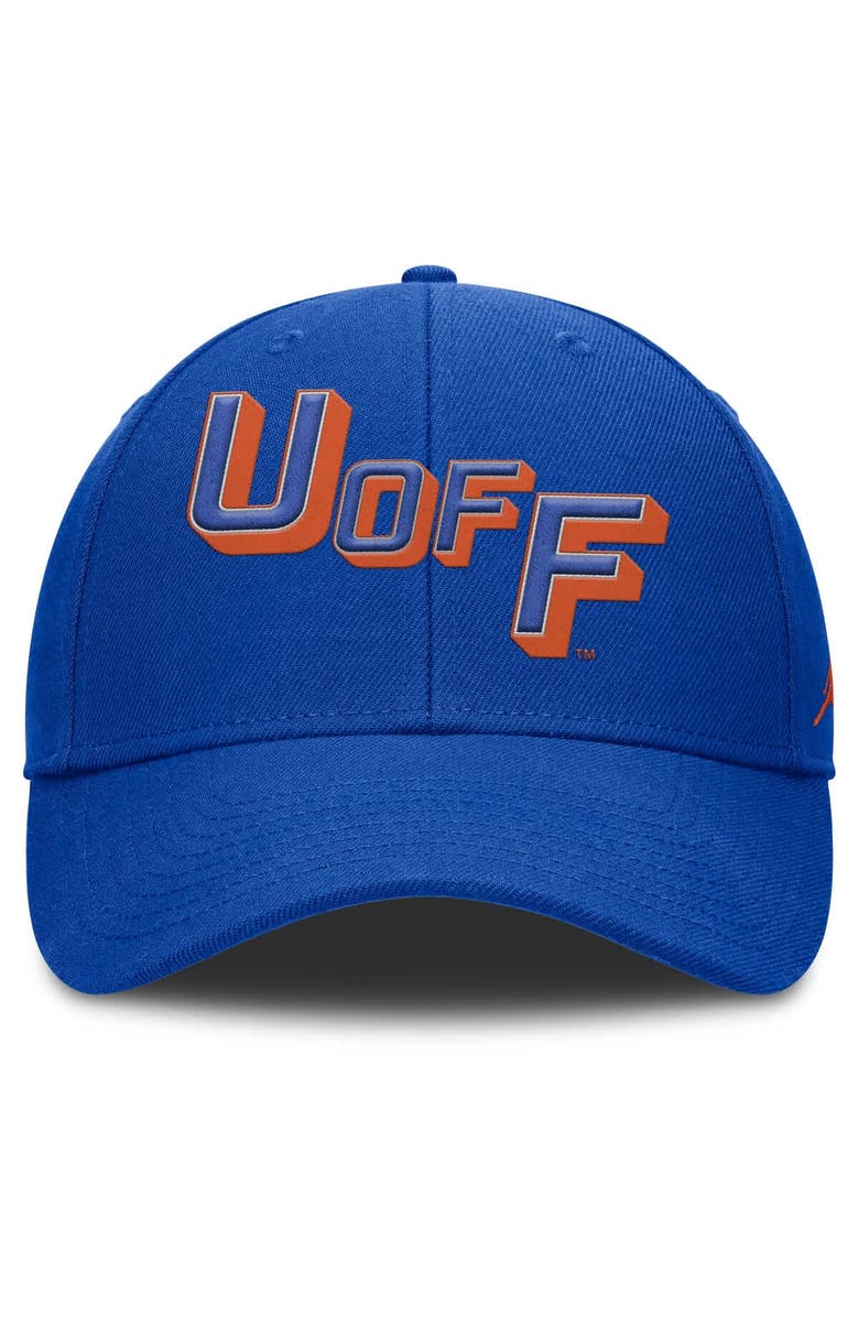 Jordan Brand Men
s Jordan Brand Royal Florida Gators Slanted Primetime Rise Performance Adjustable Hat, Alternate, color, Royal