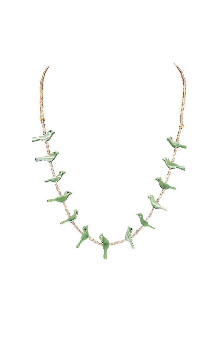 Fetish Bird Necklace, Main, color, green