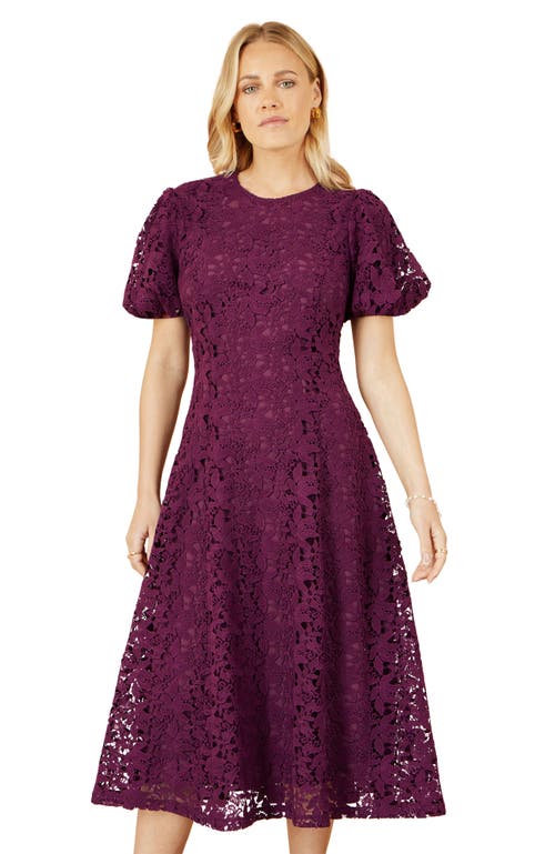 Yumi Stretch Lace Midi Dress In Burgundy